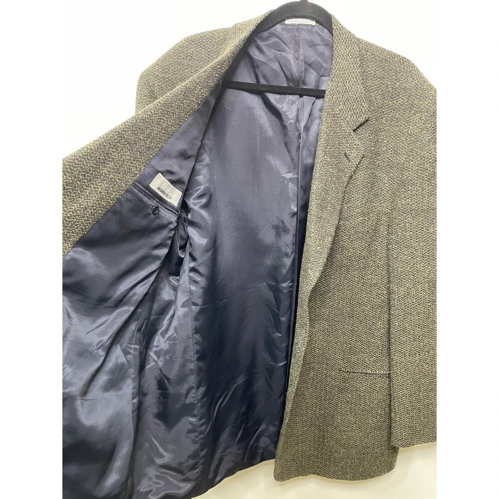 Andrew Fezza Herringbone Blazer‎ Wool Sport Coat Suit Jacket 48L Office Heritage